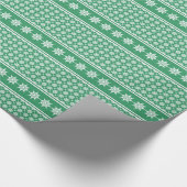 Green  Winter Snowflakes Holiday Kerstmis Cadeaupapier (Hoek)