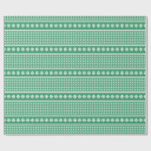 Green  Winter Snowflakes Holiday Kerstmis Cadeaupapier (Vlak)