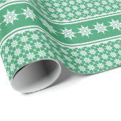 Green  Winter Snowflakes Holiday Kerstmis Cadeaupapier (Rol Hoek)