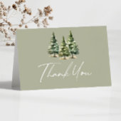 Green Winter Snowy Pine Tree Baby shower Bedankkaart