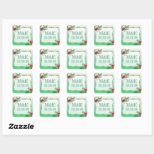 Green Winter Wedding Personalized Stickers (Vel)