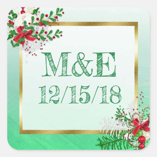 Green Winter Wedding Personalized Stickers (Voorkant)