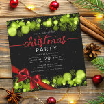 Green Winter Wonderland Company Xmas Red Ribbon Kaart<br><div class="desc">Elegant formeel bedrijf en corporate kerstfeest / cocktail / dineruitnodiging sjabloon met groene sneeuwvlokken en kerstverlichting. Maak indruk op je vrienden en collega's met dit verfijnde en elegante uitnodigingsontwerp.</div>