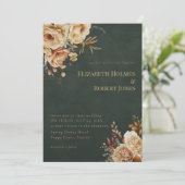 Green Witch Beige Floral Wedding Invitation Kaart (Staand voorkant)