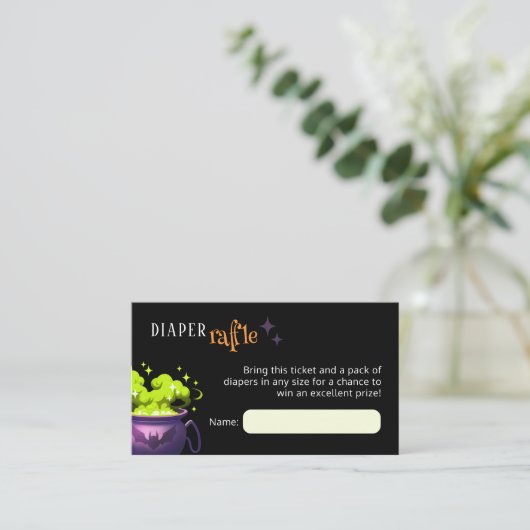 Green Witch Cauldron Luier Raffle Enclosure Kaart (Staand voorkant)