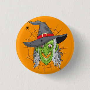 Green Witch Halloween Ronde Button 3,2 Cm