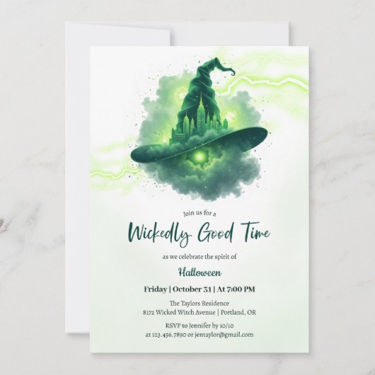 Green Witch Pet Magical Fantasy Halloween Kaart (Voorkant)