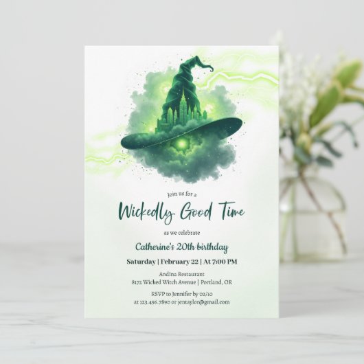 Green Witch Pet Magical Fantasy Verjaardag Kaart (Staand voorkant)