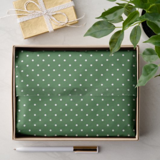 Green with White Polka Dots Tissue Paper Tissuepapier (Geschenk)
