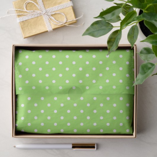 Green With White Polka Dots Tissuepapier (Geschenk)