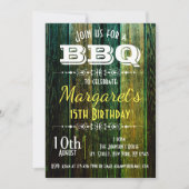 Green Wood BBQ Birthday Party Invite Kaart (Voorkant)