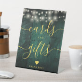 Green Wood String Lights Script Kaarten en geschen Reclamebord Met Voetstuk (Insitu)