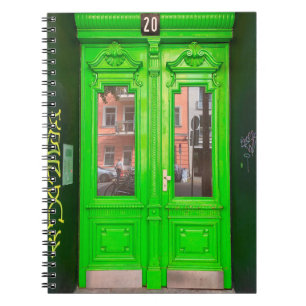 GREEN WOODEN GLASDEUR NOTITIEBOEK