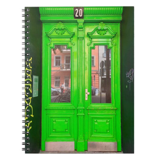 GREEN WOODEN GLASDEUR NOTITIEBOEK (Voorkant)