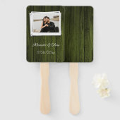 Green Wooden Photo Hand Fan Handwaaier (Voorkant en achterkant)