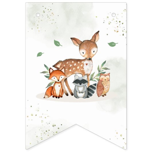 Green Woodland Animals Baby shower Decorations Vlaggetjes (Tweede vlag)