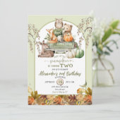 Green Woodland Animals Little Pumpkin Verjaardag Kaart (Staand voorkant)