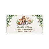 Green Woodland Baby Dieren Bos Retouradres Etiket (Voorkant)