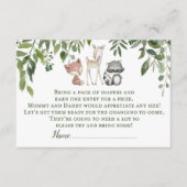 Green Woodland Baby shower Luier Raffle invoegen Informatiekaartje (Voorkant)