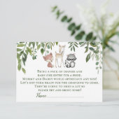Green Woodland Baby shower Luier Raffle invoegen Informatiekaartje (Staand voorkant)