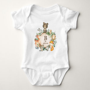 Green Woodland Bos Dieren Aangepaste Monogram Romper