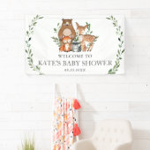 Green Woodland Dieren Baby shower Achtergrond Spandoek (Insitu)