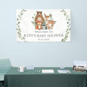 Green Woodland Dieren Baby shower Achtergrond Spandoek (Beurs)
