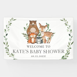 Green Woodland Dieren Baby shower Achtergrond Spandoek