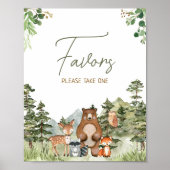 Green Woodland Dieren Baby shower Favorieten Poster (Voorkant)