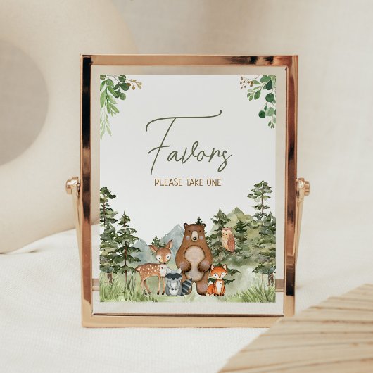 Green Woodland Dieren Baby shower Favorieten Poster