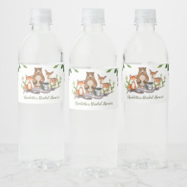 Green Woodland Dieren Baby shower Party Favorieten Waterfles Etiket