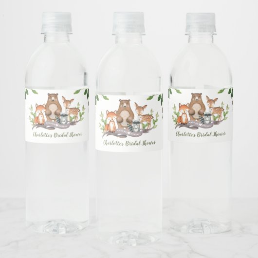 Green Woodland Dieren Baby shower Party Favorieten Waterfles Etiket (Flessen)