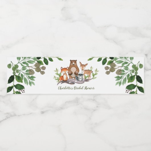 Green Woodland Dieren Baby shower Party Favorieten Waterfles Etiket (Enkel label)