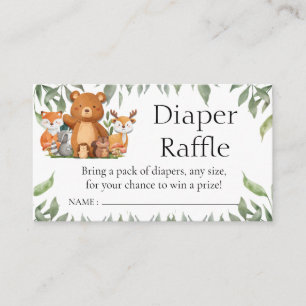 Green Woodland Dieren Luier Raffle Informatiekaartje