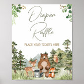 Green Woodland Dieren Luier Raffle Poster (Voorkant)