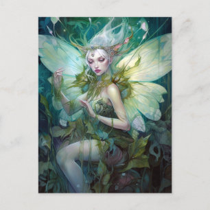 Green Woodland Fairy Fantasy Art Briefkaart