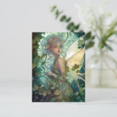 Green Woodland Fairy Fantasy Art Briefkaart (Staand voorkant)