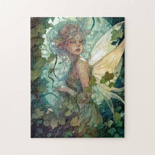 Green Woodland Fairy Fantasy Art Legpuzzel (Verticaal)