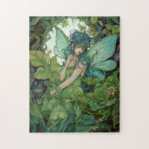 Green Woodland Fairy Fantasy Art Legpuzzel