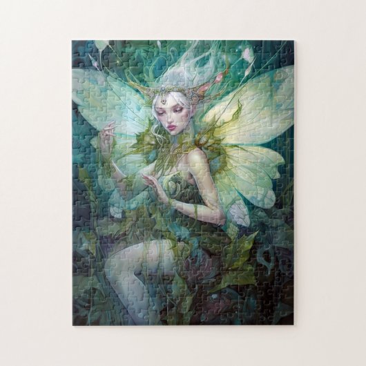 Green Woodland Fairy Fantasy Art Legpuzzel (Verticaal)
