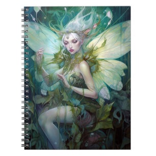 Green Woodland Fairy Fantasy Art Notitieboek