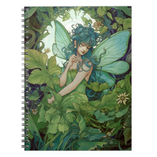 Green Woodland Fairy Fantasy Art Notitieboek