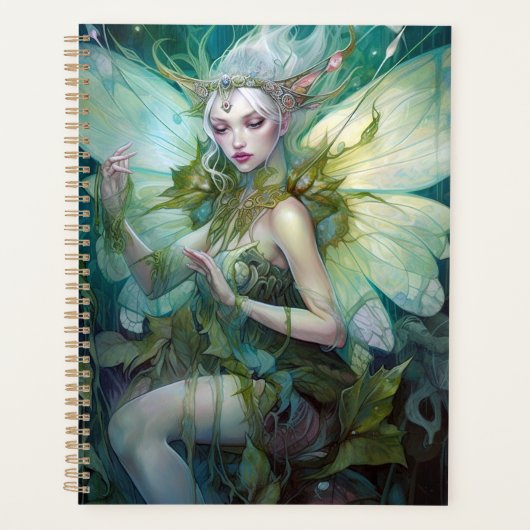 Green Woodland Fairy Fantasy Art Planner (Voorkant)