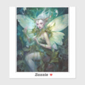 Green Woodland Fairy Fantasy Art Sticker (Vel)