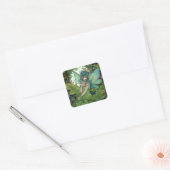 Green Woodland Fairy Fantasy Art Vierkante Sticker (Envelop)