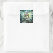 Green Woodland Fairy Fantasy Art Vierkante Sticker (Tas)