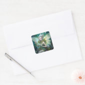Green Woodland Fairy Fantasy Art Vierkante Sticker (Envelop)