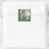 Green Woodland Fairy Fantasy Art Vierkante Sticker (Tas)