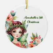 Green Woodland Fairy met Bloemen Ornament (Voorkant)