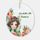 Green Woodland Fairy met Bloemen Ornament (Links)